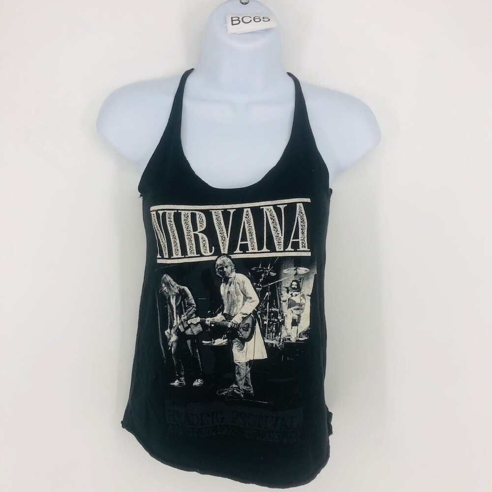 VTG 90s Nirvana Women's Black 100% Cotton Sleeveless Scoop Neck Tank Size Small
